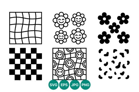 Black and White Checkerboard Flowers Graphics for Creative Sellers