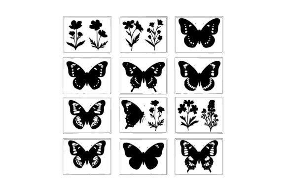 Butterflies and Flowers Graphics for Crafting