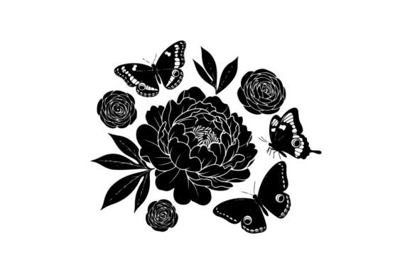 Butterflies and Flowers Graphics for Crafting