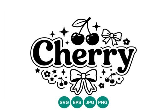 Cherry with Bows Flowers and Stars Graphics