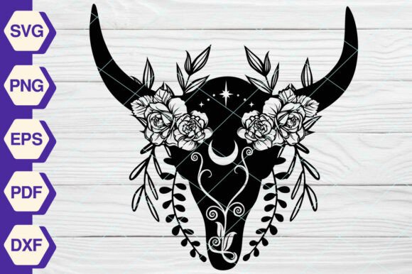 Cow Skull Flowers SVG, Bull Skull -EP395: A Graphic Design Asset Review