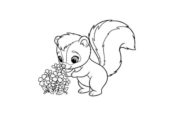 Cute Bear Holding Flowers Vector Graphics