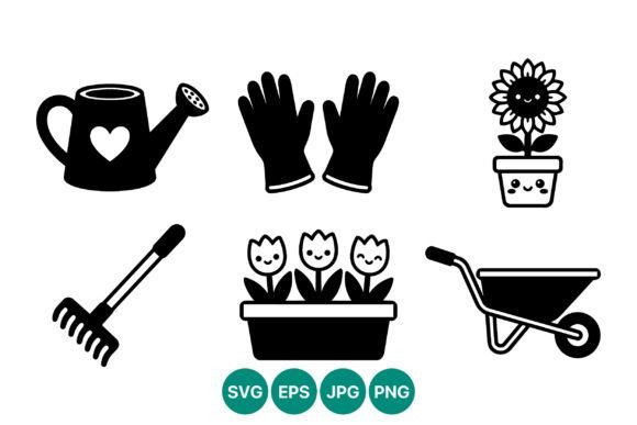 Cute Gardening Tools and Flowers Graphics