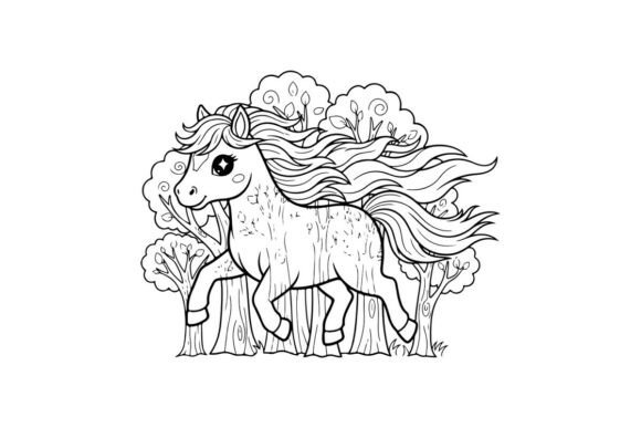 Cute Magical Unicorn with Flowers Graphics