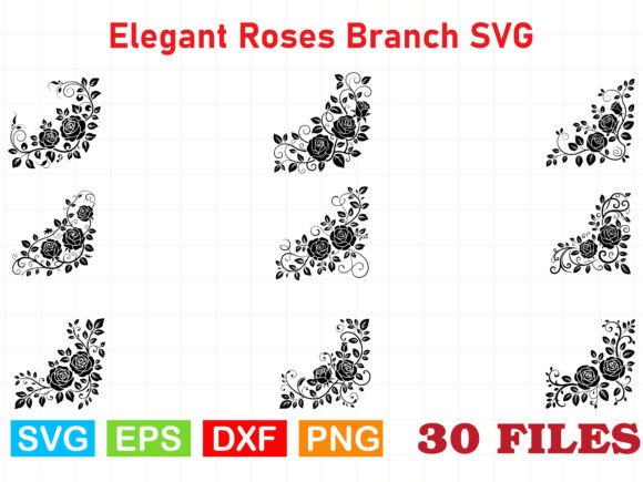 Elegant Roses Branch SVG Bundle Graphics