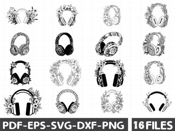 Headphones and Flowers Graphics for Modern Content