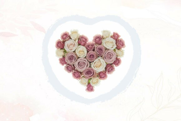 Heart of Soft Pink and White Roses Graphics