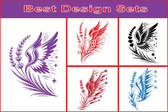 Heavenly Wings with Flowers Graphics Freebies