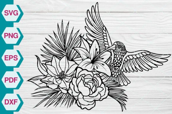 Hummingbird Flowers SVG EP422: A Graphic Design Asset for Versatile Use