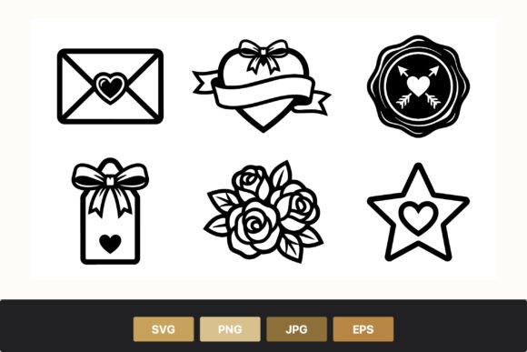 Love Hearts and Roses Vector Icons for Branding