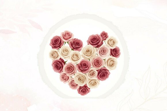 Romantic Heart Shape Made of Roses Graphics