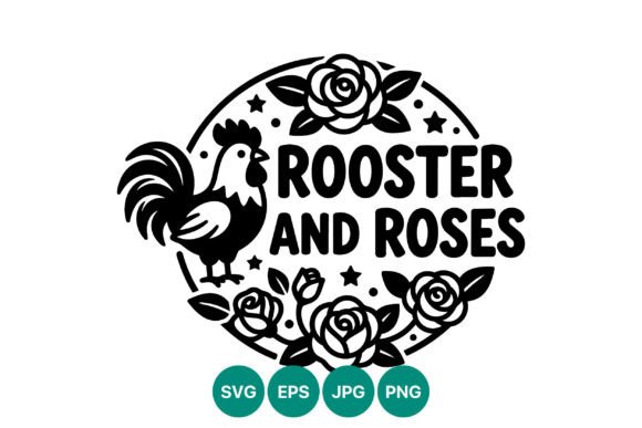Rooster and Roses Floral Circle