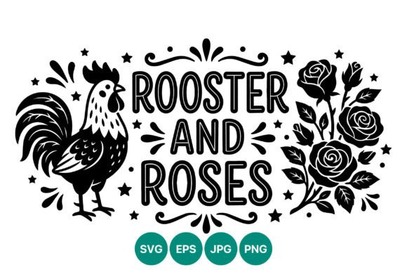 Rooster and Roses Vector Art for Crafting and Design