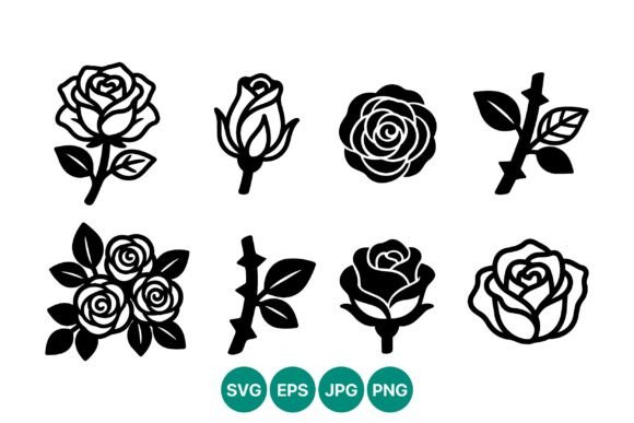 Roses Vector Line Art Collection for Crafting and Design