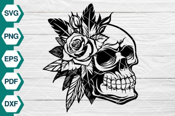 Skull with Flowers SVG EP555 - A Graphic Design Asset for Handmade Creations