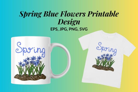 Spring Blue Flowers Graphics for Crafting
