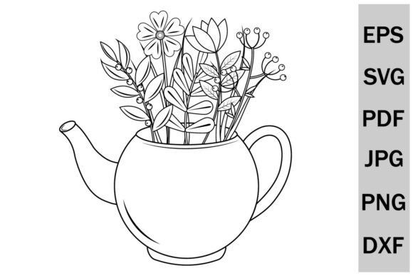 Teapot with Bouquet of Flowers
