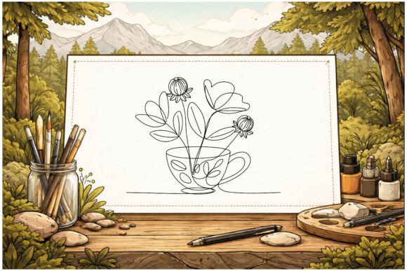 Vintage Teacup Flowers Graphics