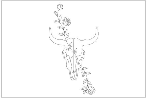 Western Skull Roses Graphics for Crafting