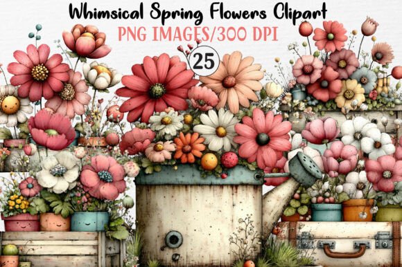 Whimsical Spring Flowers Clipart