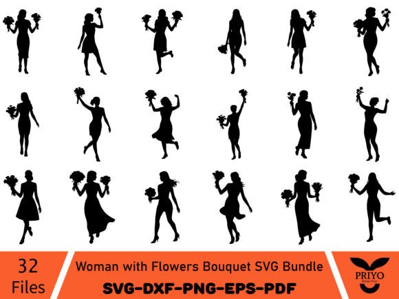 Woman with Flowers Bouquet SVG Bundle for Blog and Web Design